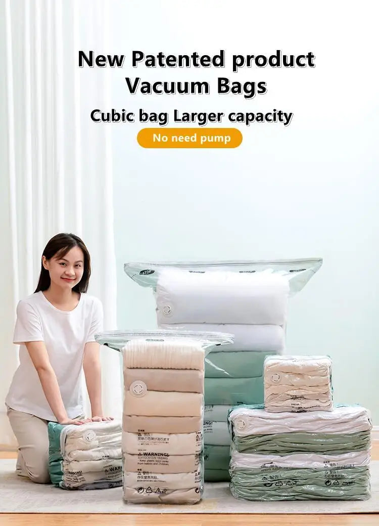 No Need Pump Vacuum Bags Large Plastic Storage Bags for Storing Clothes blankets Compression Empty Bag Covers Travel Accessories