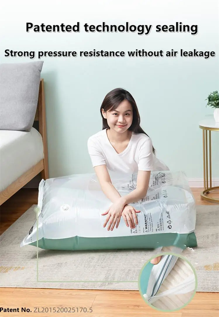 No Need Pump Vacuum Bags Large Plastic Storage Bags for Storing Clothes blankets Compression Empty Bag Covers Travel Accessories