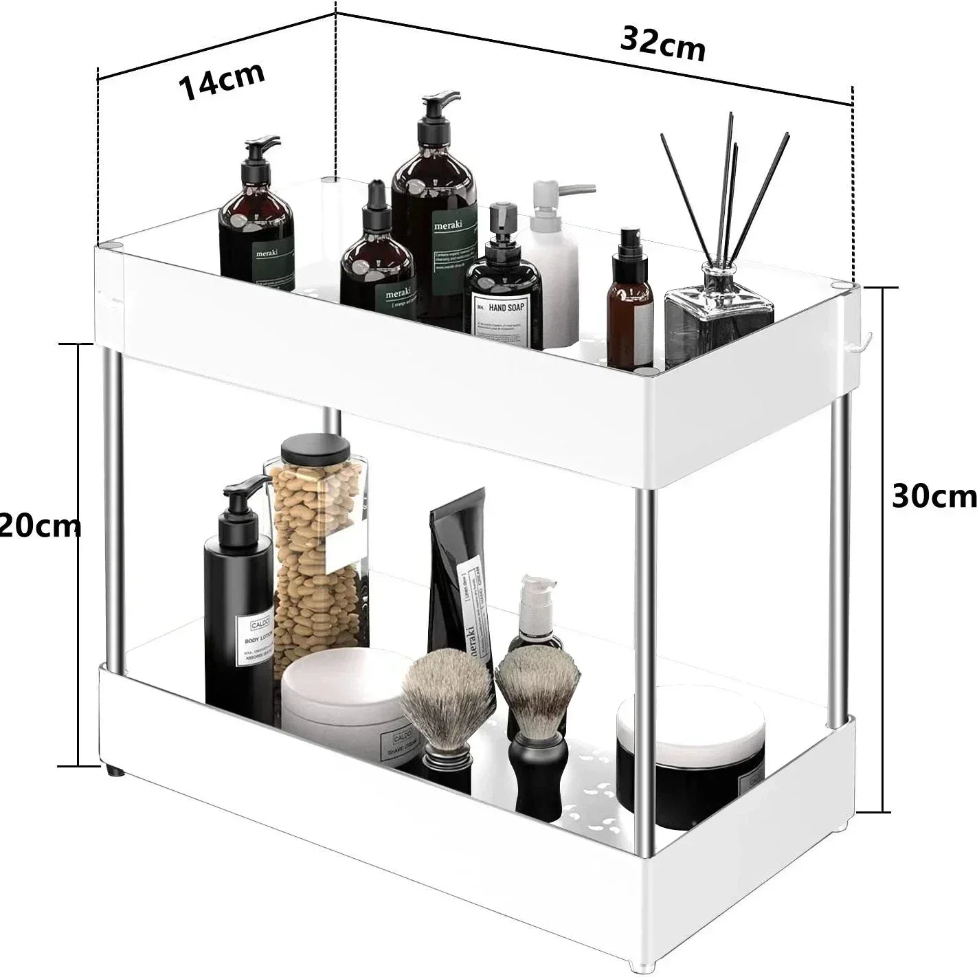 2-Tier Under Sink Organizer for Bathroom & Kitchen Cabinets – Space-Saving Narrow Sink Storage Solution