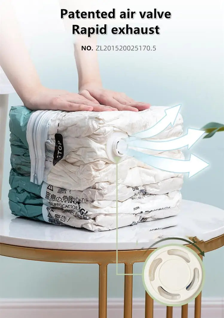 No Need Pump Vacuum Bags Large Plastic Storage Bags for Storing Clothes blankets Compression Empty Bag Covers Travel Accessories