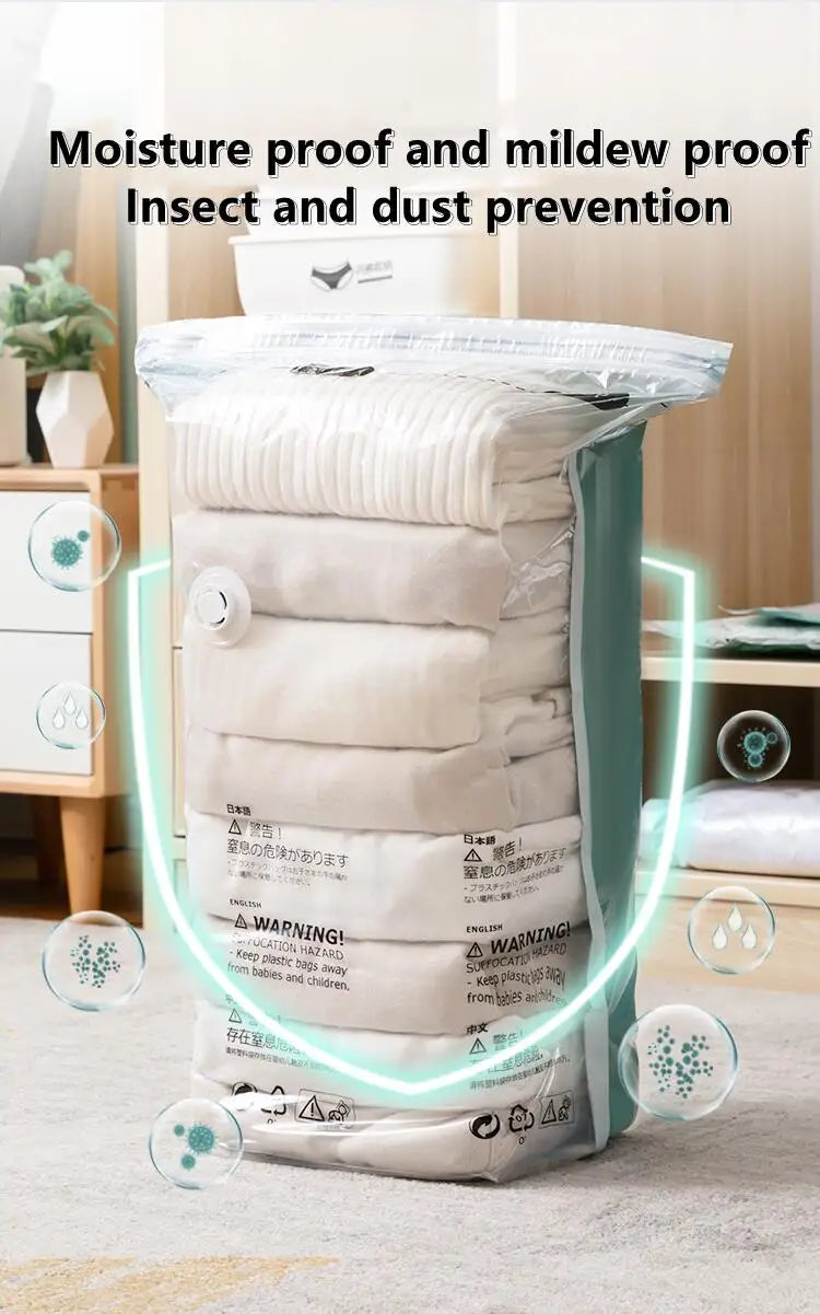 No Need Pump Vacuum Bags Large Plastic Storage Bags for Storing Clothes blankets Compression Empty Bag Covers Travel Accessories